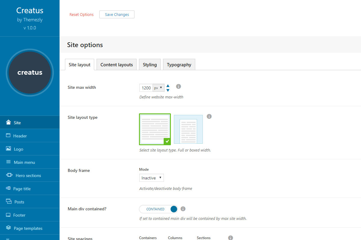 Site Theme Options Site Theme Options