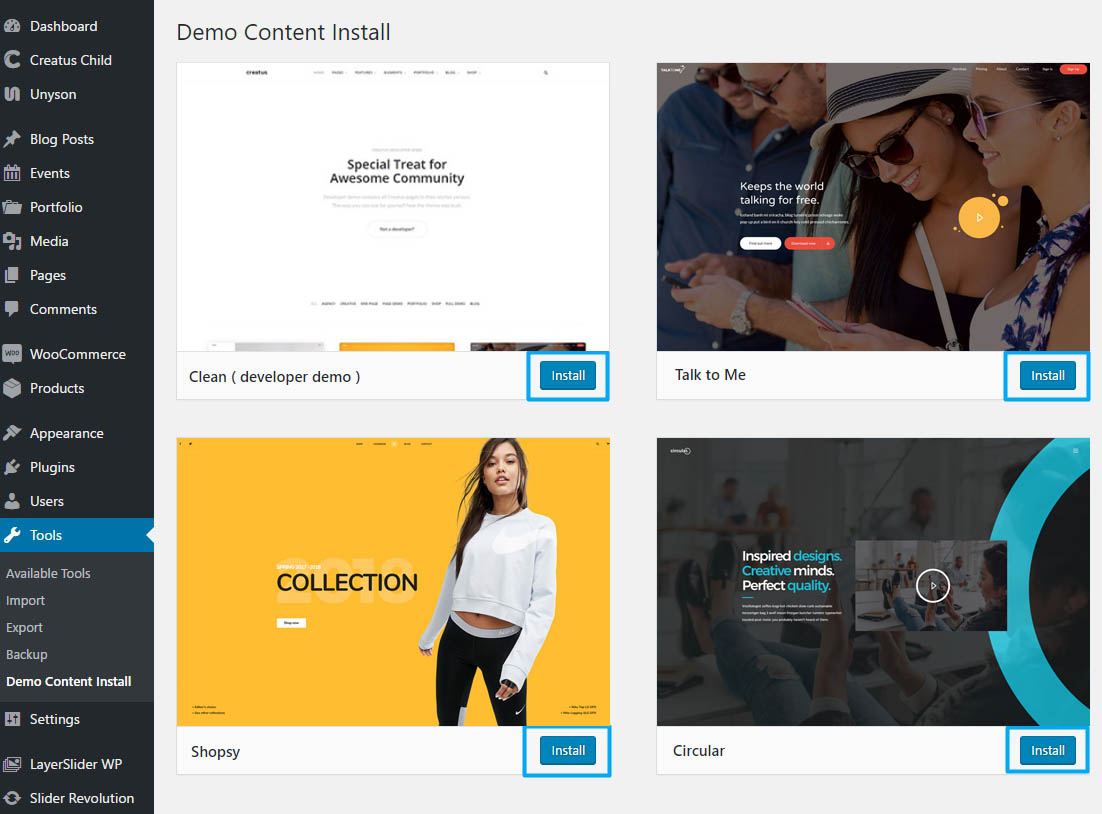Install Creatus WordPress Theme 2