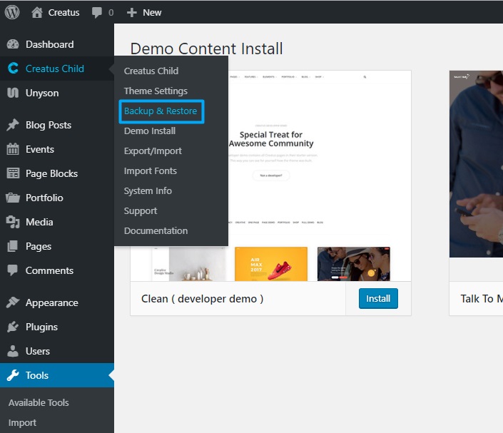 Install Creatus WordPress Theme 3
